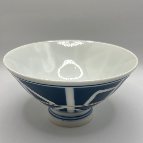 Vintage Japanese Sometsuke Blue/White Footed Porcelain Rice Bowls- Set of 4 - Picture 8 of 11